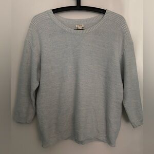 J. Crew Light Blue Crew Neck 3/4 Sleeve Sweater